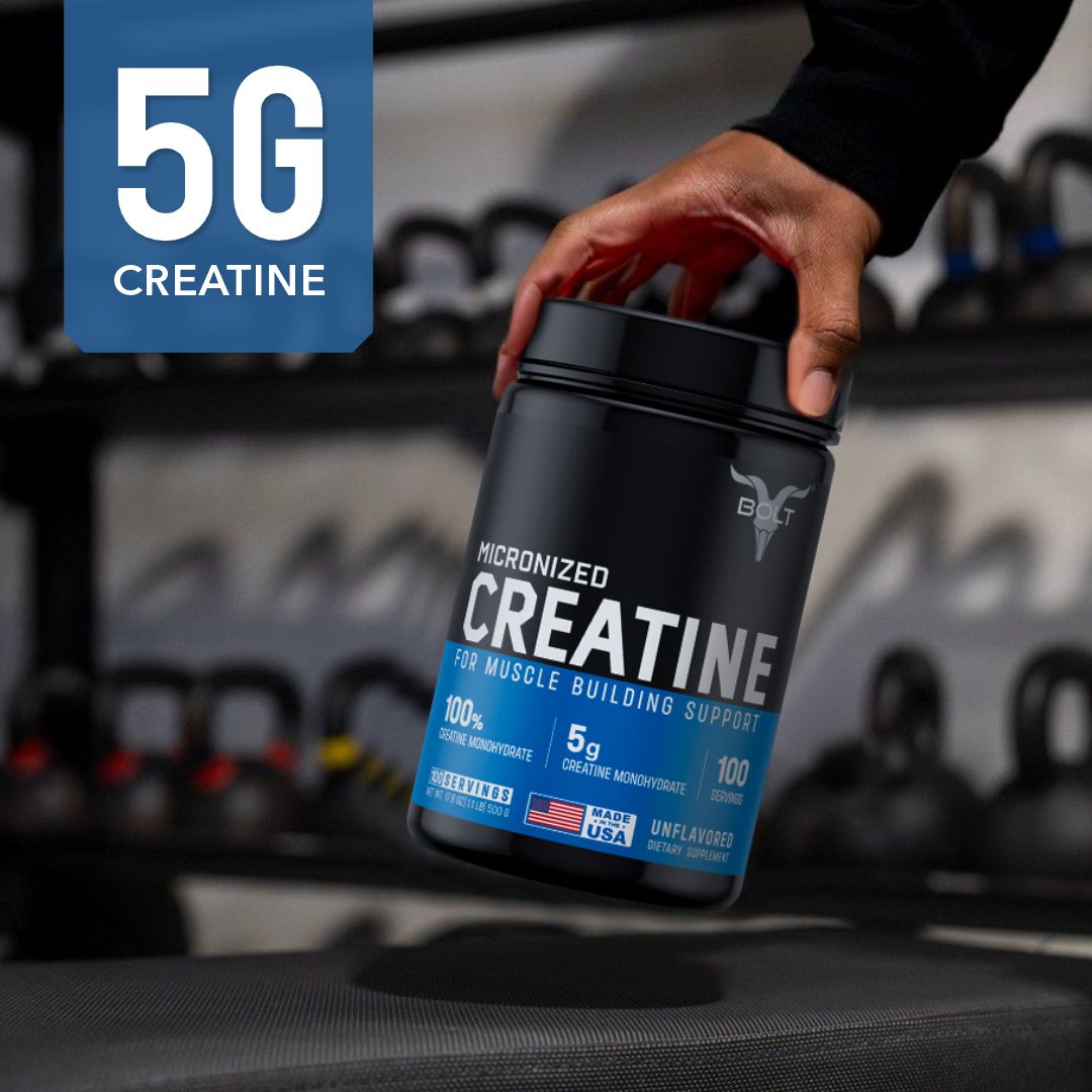 Bolt Micronized Creatine Monohydrate 3000 | With Superfood PHYCOCYANIN | USA Formulation & Origin