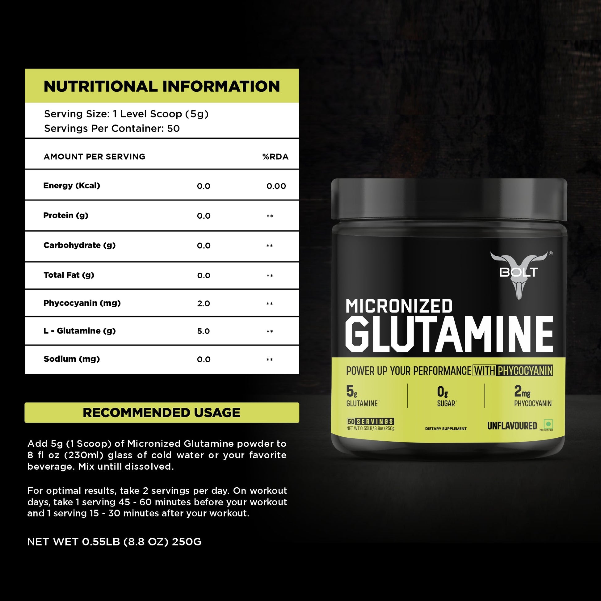 unflavoured, glutamine powder