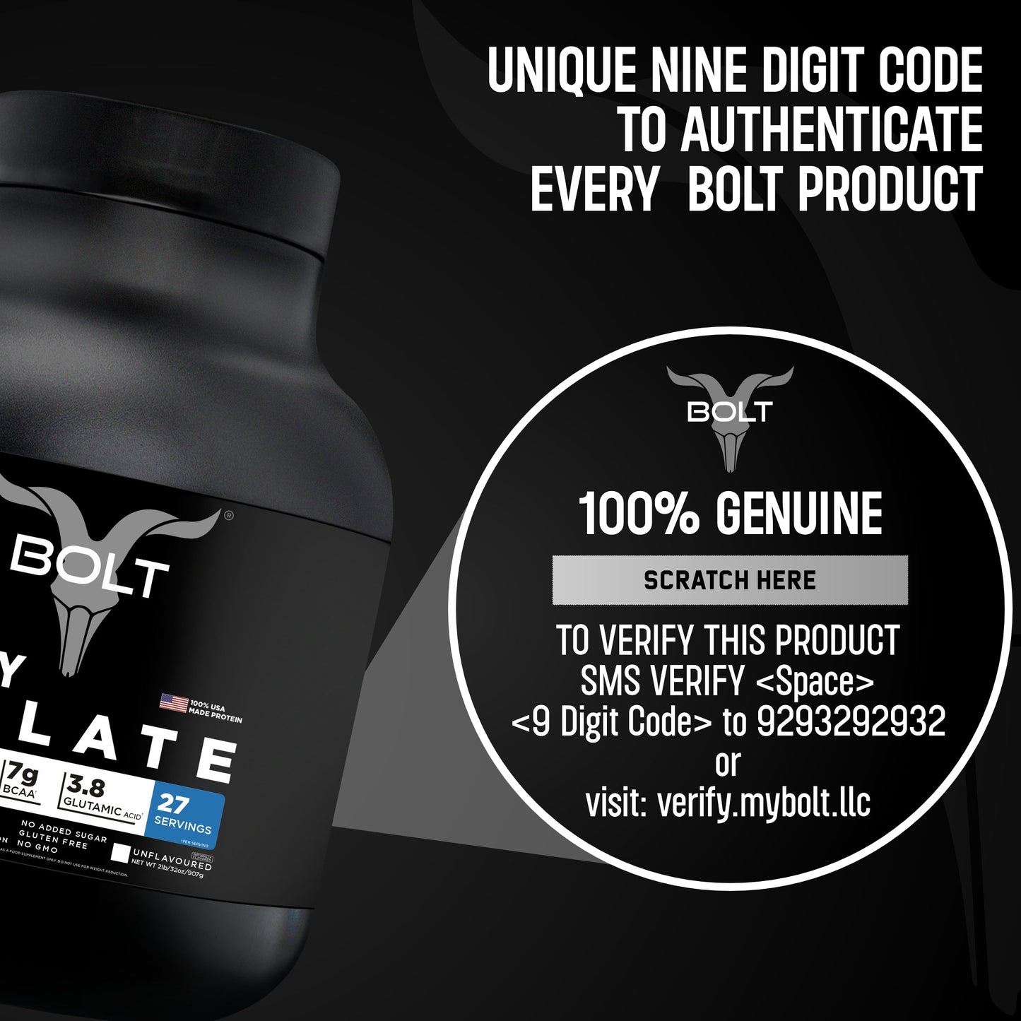 Unflavoured, bolt whey isolate