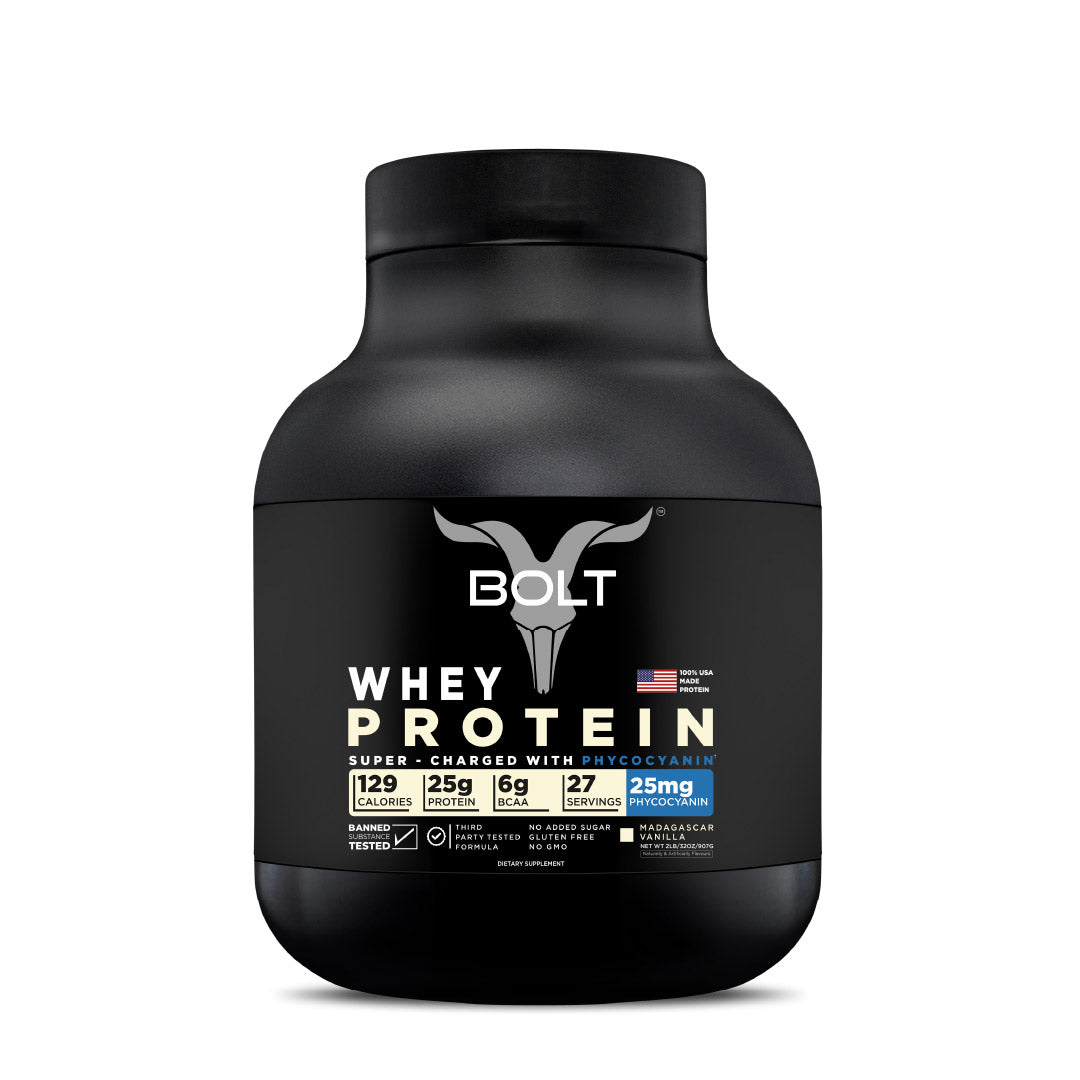 Bolt Whey Protein Powder | With Superfood PHYCOCYANIN | USA Formulation & Origin